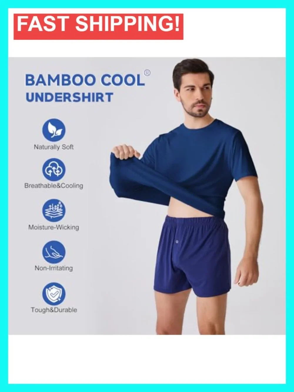 3-Pack Mens Moisture Wicking Undershirts Soft Stretchy Crew Neck Tees